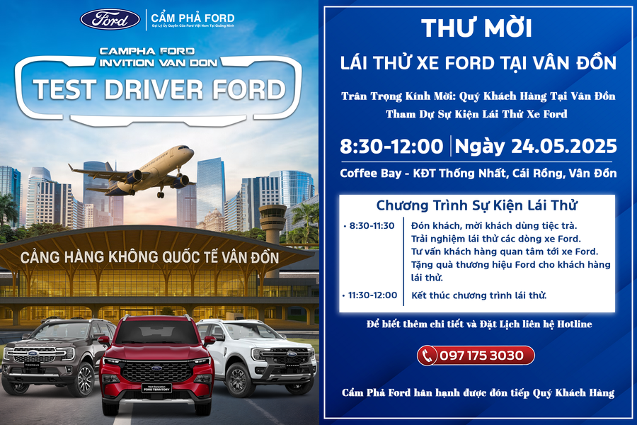 Ford Territory, Everest, Ranger – Sẵn Sàng Cho Bạn Lái Thử Trải Nghiệm Thực Tế Các Dòng Xe Ford Hot Nhất Tại Vân Đồn